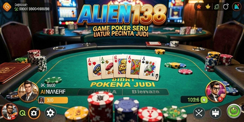 Tangkapan layar gameplay Poker menampilkan aksi seru di ALIEN138.