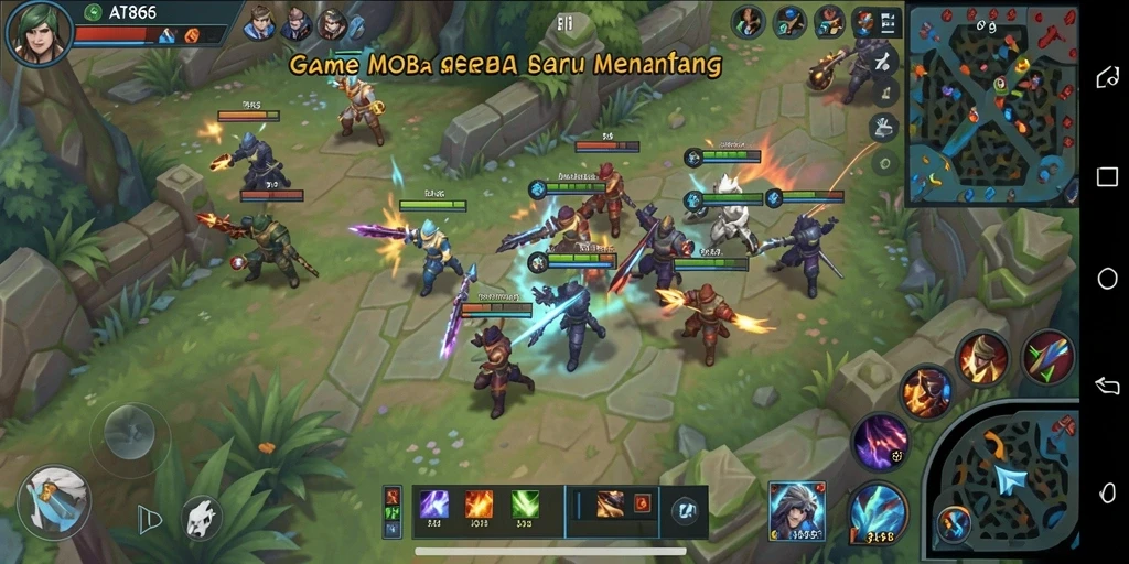 Screenshot gameplay seru AT866 yang menunjukkan aksi pertempuran tim.