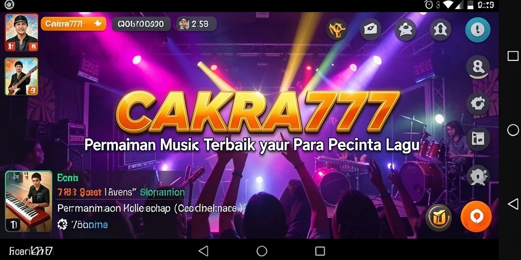 Screenshot gameplay CAKRA777 dengan berbagai tantangan musik.