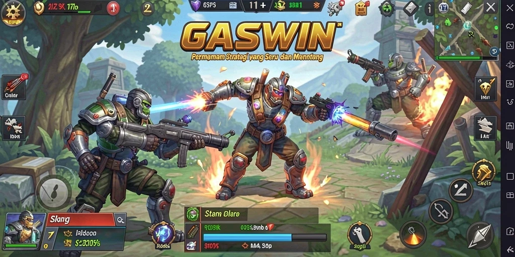 Tampilan gameplay GASWIN yang menghadirkan berbagai strategi menarik.