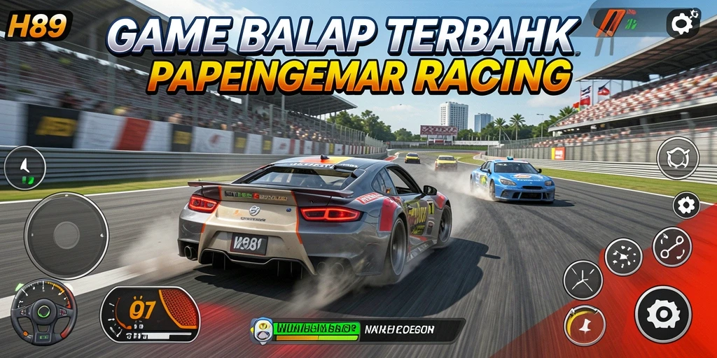 Screenshot menampilkan aksi balap mendebarkan di H89 dengan kendaraan yang melaju kencang.