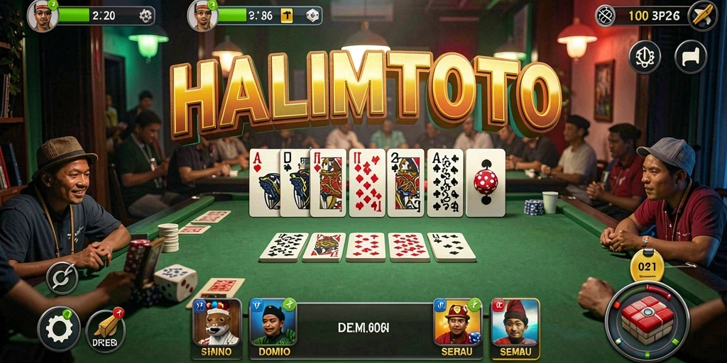 Tampilan gameplay Domino yang memikat di HALIMTOTO.