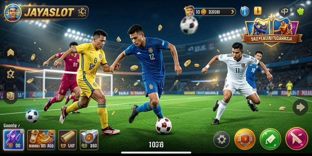 Tampilan gameplay seru dalam JAYASLOT yang penuh aksi olahraga.