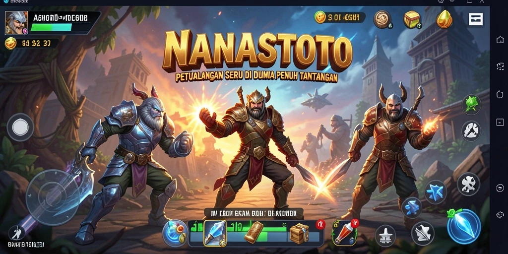 Tangkapan layar utama NANASTOTO menampilkan momen epic dalam petualangan.