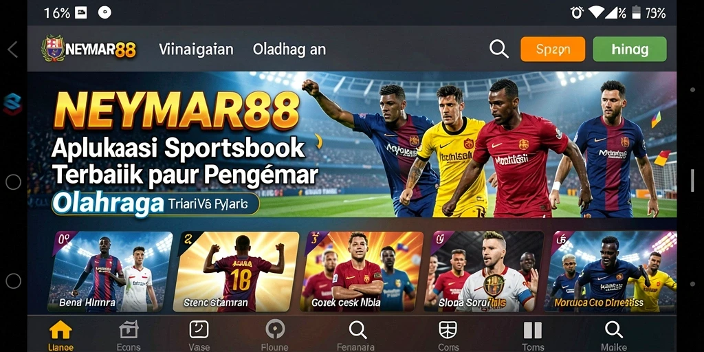 Tampilan antarmuka <strong>NEYMAR88</strong> saat pengguna menjelajahi taruhan olahraga.