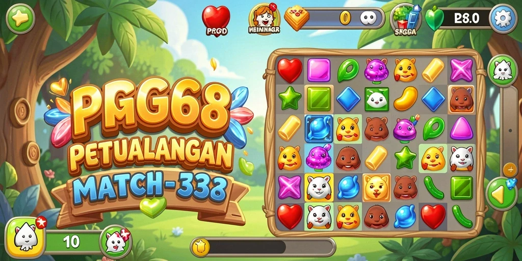 Screenshot PGG68 menampilkan gameplay Match-3 yang seru dan menantang.