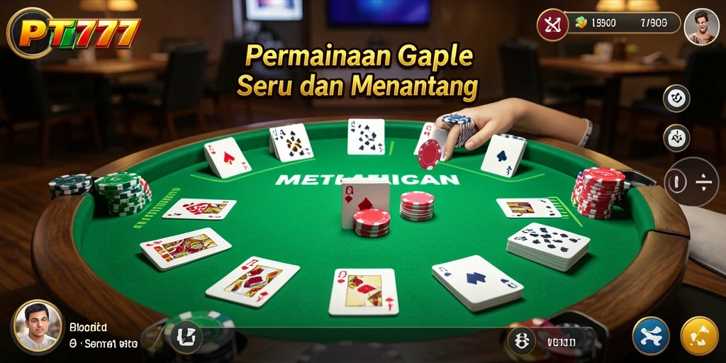 Screenshot PT777 menampilkan gameplay Gaple yang seru dan menarik.