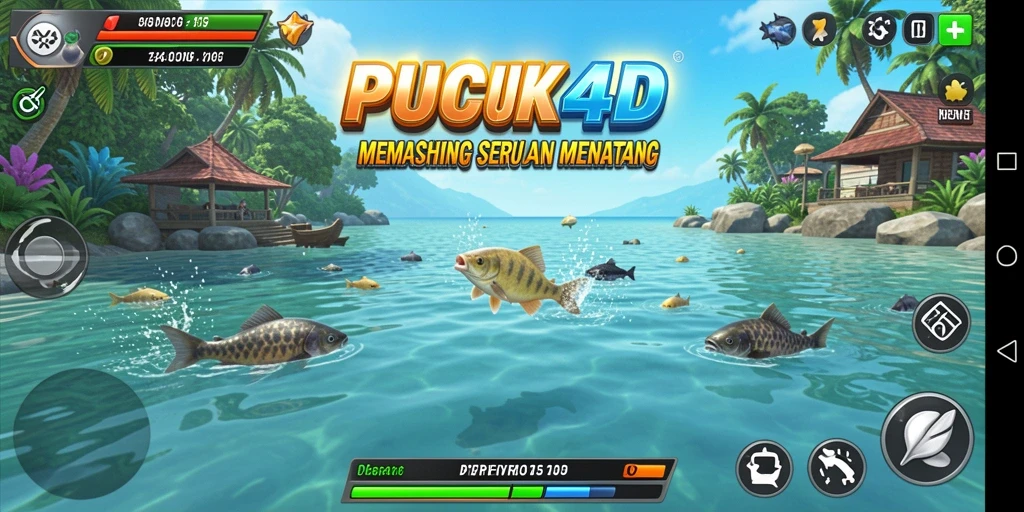 Tampilan gameplay PUCUK4D yang menampilkan momen seru memancing.