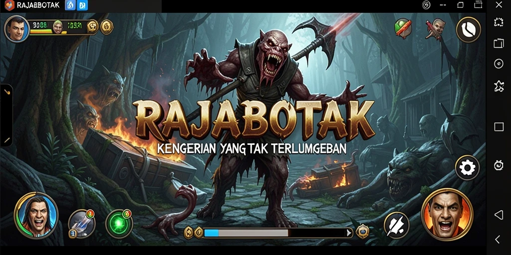 Tampilan menakutkan dari gameplay <strong>RAJABOTAK</strong> menunjukkan suasana mencekam yang dihadirkan.