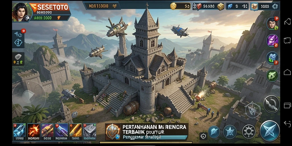 Tangkapan layar gameplay <strong>SESETOTO</strong> menampilkan pertahanan menara yang strategis.