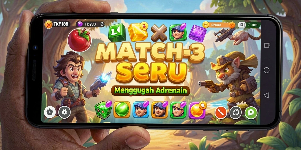 Screenshot gameplay TKP188 menampilkan aksi seru Match-3.